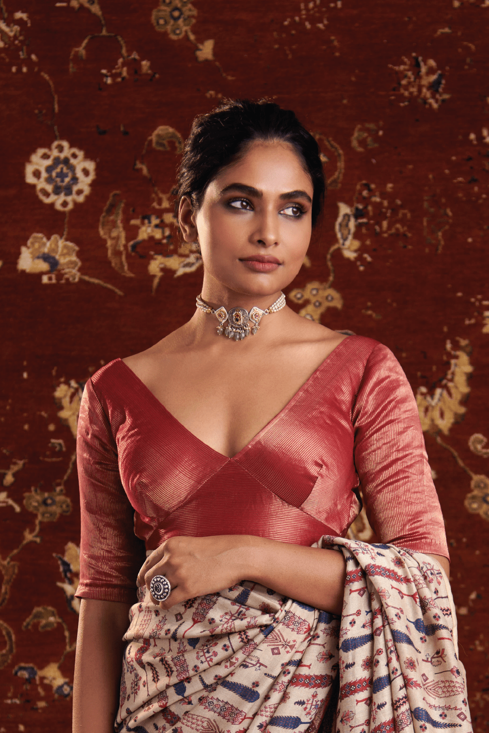 Gaye Readymade Blouse with Saree - Dressfolk