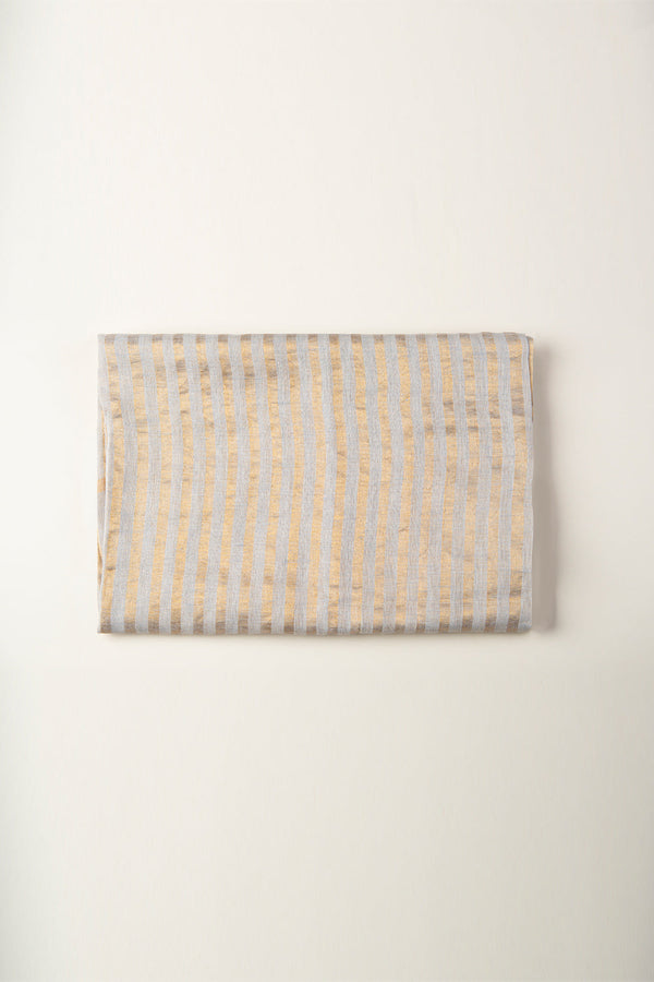 Handwoven Linen with zari stripes