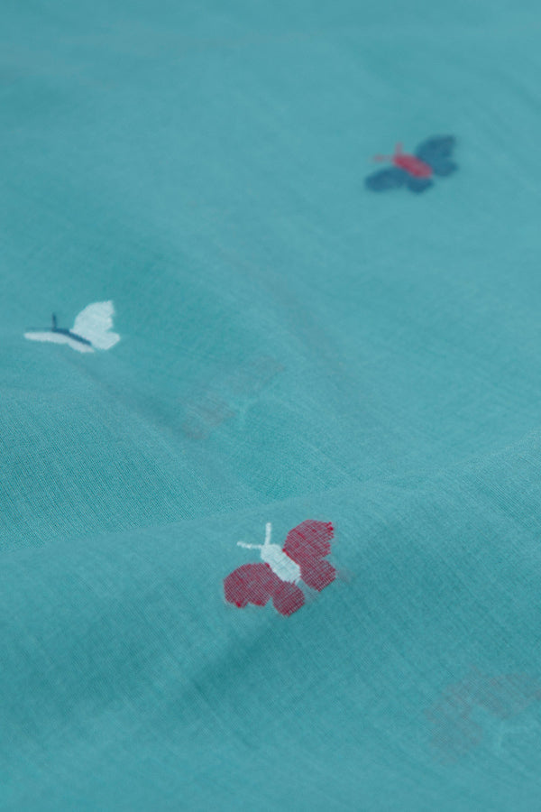 Handwoven Cotton with Jamdani butterfly motifs